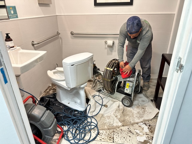 Unclogging Main Line Through The Toilet Flange Los Angeles, CA